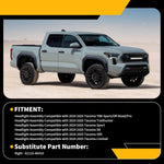 LED Passenger-Side Headlight Assembly for 2024-2025 Toyota Tacoma TRD Sport/Off-Road/Pro, Trailhunter, SR, SR5, Limited, Black Housing, Dustproof, Direct Replacement (81110-AK010)(Right)
