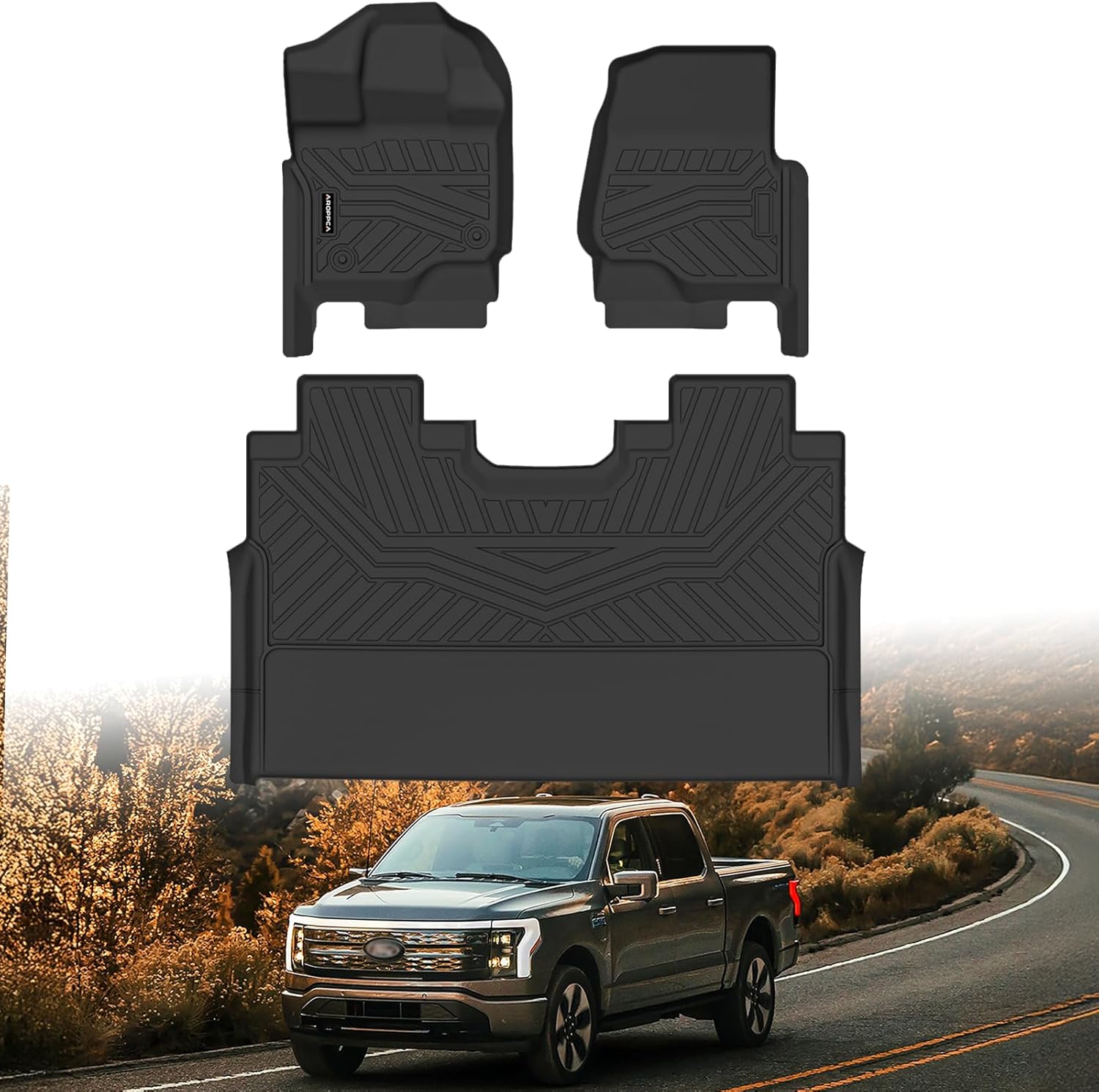 All-Weather TPE Floor Mats for 2015-2025 Ford F-150 SuperCrew Cab (Incl. 22-24 Lightning), Anti-Slip Full Set Liners