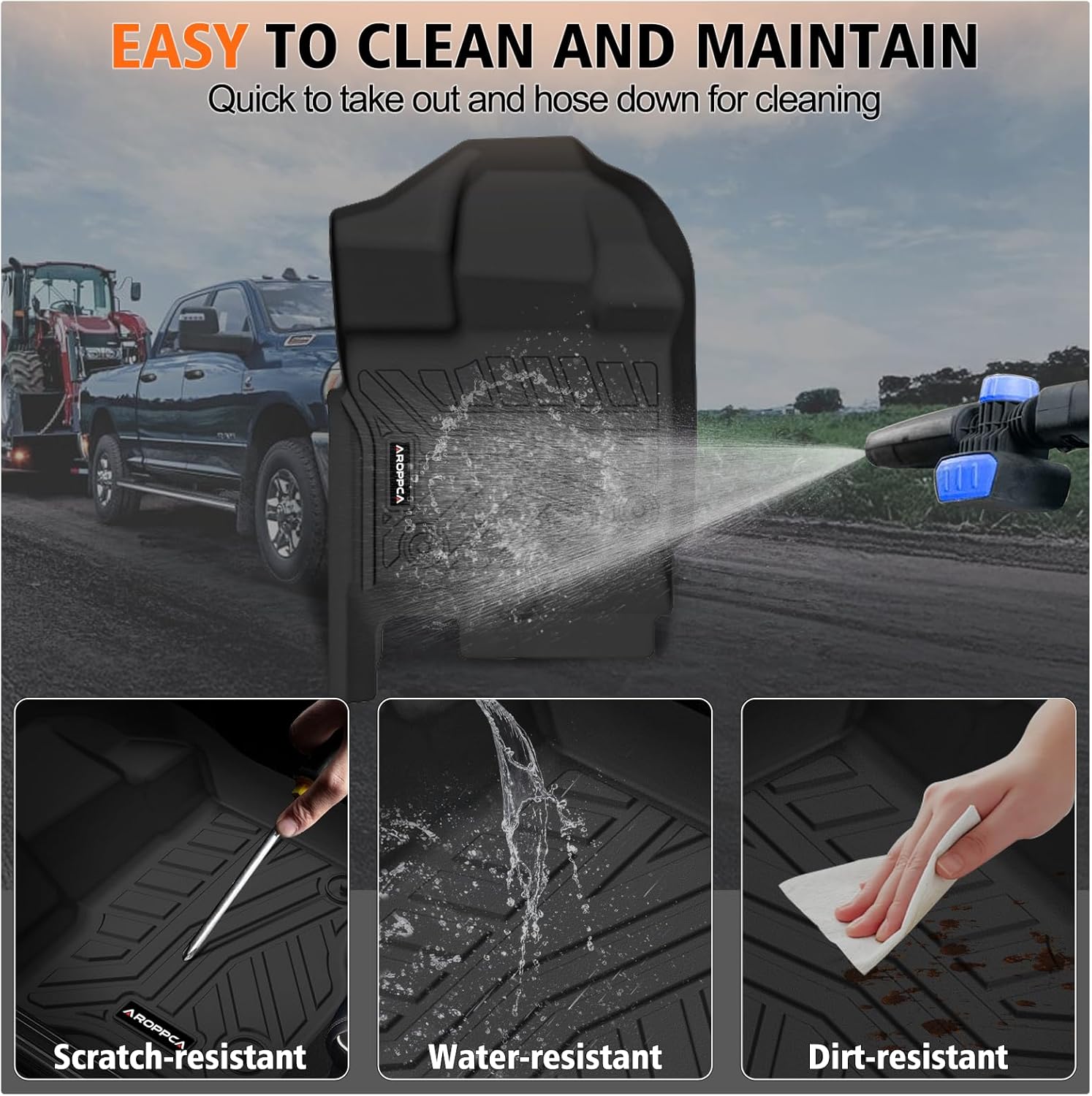 All-Weather TPE Floor Mats for 2015-2025 Ford F-150 SuperCrew Cab (Incl. 22-24 Lightning), Anti-Slip Full Set Liners