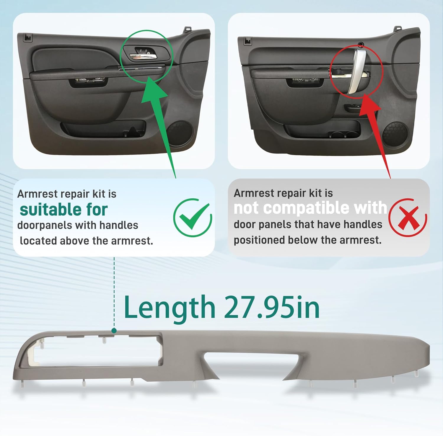 926-740 Front Driver Side Armrest Repair Kit (27.5in) for 2010-2014 GMC Yukon, Sierra, Chevrolet Suburban, Silverado, Avalanche, Tahoe – Replaces OE 20920362