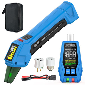 INSTRODOTS CBF01 Digital Circuit Breaker Finder with GFCI Outlet Tester, 90-120V AC, Buzzer Alarm, Color Display, and Accessories (Blue)