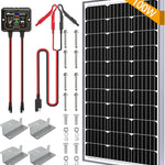 100W Solar Battery Charger Kit, 12V Waterproof Monocrystalline Panel with 10A MPPT Controller, Adjustable Mount & Alligator Clips for RV, Boat, Motorcycle Trickle Charging