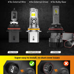 9007/HB5 LED Fog Lights, 46,000LM Ultra Bright 6500K Cool White, 70,000+ Hour Lifespan, 1:1 Halogen Fit, Plug & Play, CANBUS Ready, Pack of 2