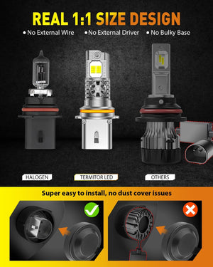 9007/HB5 LED Fog Lights, 46,000LM Ultra Bright 6500K Cool White, 70,000+ Hour Lifespan, 1:1 Halogen Fit, Plug & Play, CANBUS Ready, Pack of 2