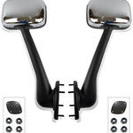 Chrome Pair Freightliner Cascadia Hood Mirrors for 2008-2017 Models, Universal Fit, High-Quality ABS, Convex Lens, Complete Set with Mounting Hardware