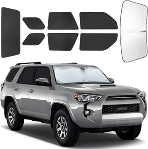 8-Piece Custom-Fit Window Shade Set for Toyota 4Runner 2010-2025, 420D Reflective Polyester, UV-Blocking, Privacy Sun Shades with Windshield and Steering Wheel Covers, Easy Install, Compact Storage