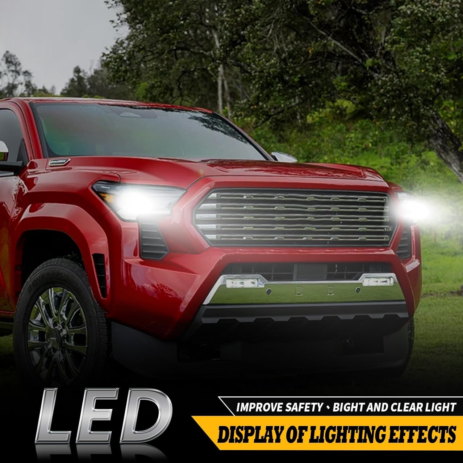 LED Passenger-Side Headlight Assembly for 2024-2025 Toyota Tacoma TRD Sport/Off-Road/Pro, Trailhunter, SR, SR5, Limited, Black Housing, Dustproof, Direct Replacement (81110-AK010)(Right)