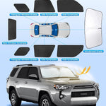 8-Piece Custom-Fit Window Shade Set for Toyota 4Runner 2010-2025, 420D Reflective Polyester, UV-Blocking, Privacy Sun Shades with Windshield and Steering Wheel Covers, Easy Install, Compact Storage