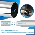 4" Inlet to 6" Outlet 23" Long Chrome Diesel Exhaust Pipe Tip Elbow, 45-Degree, Rust-Resistant, Easy Install for Cars, Pickups, Trucks