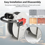 3/4" x 50ft Gray Fuel Hose Reel, 300 PSI Retractable Diesel Transfer Hose with Durable Brass Nozzle, Auto-Rewind, Compatible with 12V Pump & Tank for Boats, Trucks, and Trailers