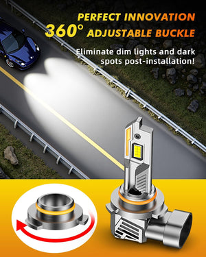 9005/HB3 + 9006/HB4 LED Fog & Off-Road Lights Combo, 60,000LM 800% Brighter 6500K Cool White, 1:1 Halogen Fit, Plug & Play with Cooling Fan, Pack of 4