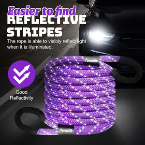Heavy-Duty Synthetic Fiber Kinetic Recovery Rope Kit with Reflective Tape and Protective Sleeves for ATV, SUV, UTV, and Truck