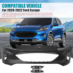 Front Bumper Cover for 2020-2022 Ford Escape, Black Plastic with Fog Light Holes, OEM Replacement (FO1014142, LJ6Z17D957AAPTM), Easy Install
