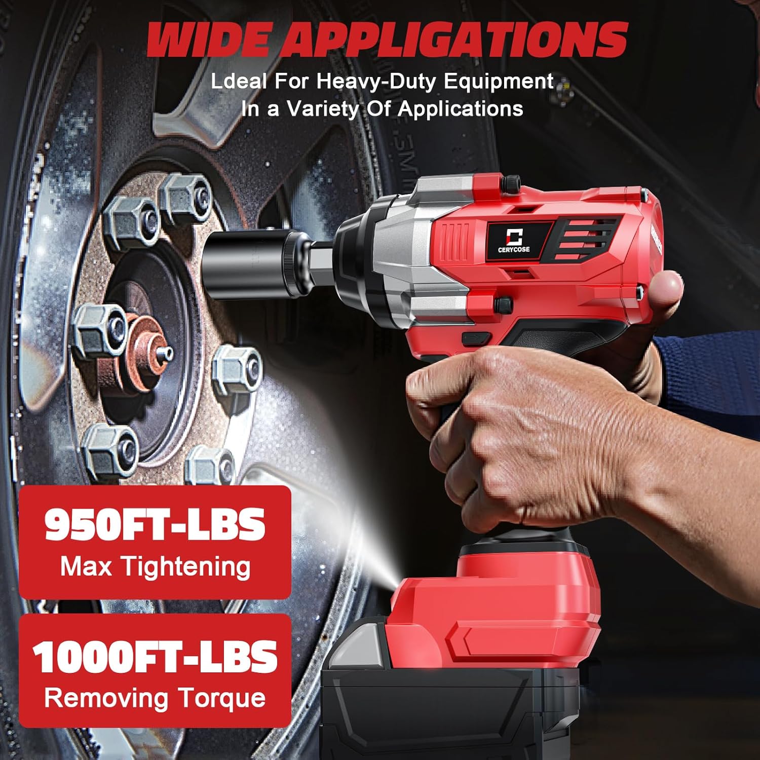 Cordless 1/2" Impact Wrench for Milwaukee 18V Battery, 1000 Ft-lbs High Torque, Brushless, LED Light, Ergonomic Design (Bare Tool)
