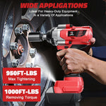 Cordless 1/2" Impact Wrench for Milwaukee 18V Battery, 1000 Ft-lbs High Torque, Brushless, LED Light, Ergonomic Design (Bare Tool)