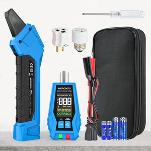 INSTRODOTS CBF01 Digital Circuit Breaker Finder with GFCI Outlet Tester, 90-120V AC, Buzzer Alarm, Color Display, and Accessories (Blue)