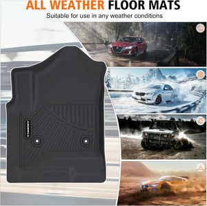 All-Weather TPE Floor Mats for 2014-2018 Chevy Silverado/GMC Sierra 1500, 2015-2019 2500 HD/3500 HD Crew Cab, Anti-Slip Full Set Liners