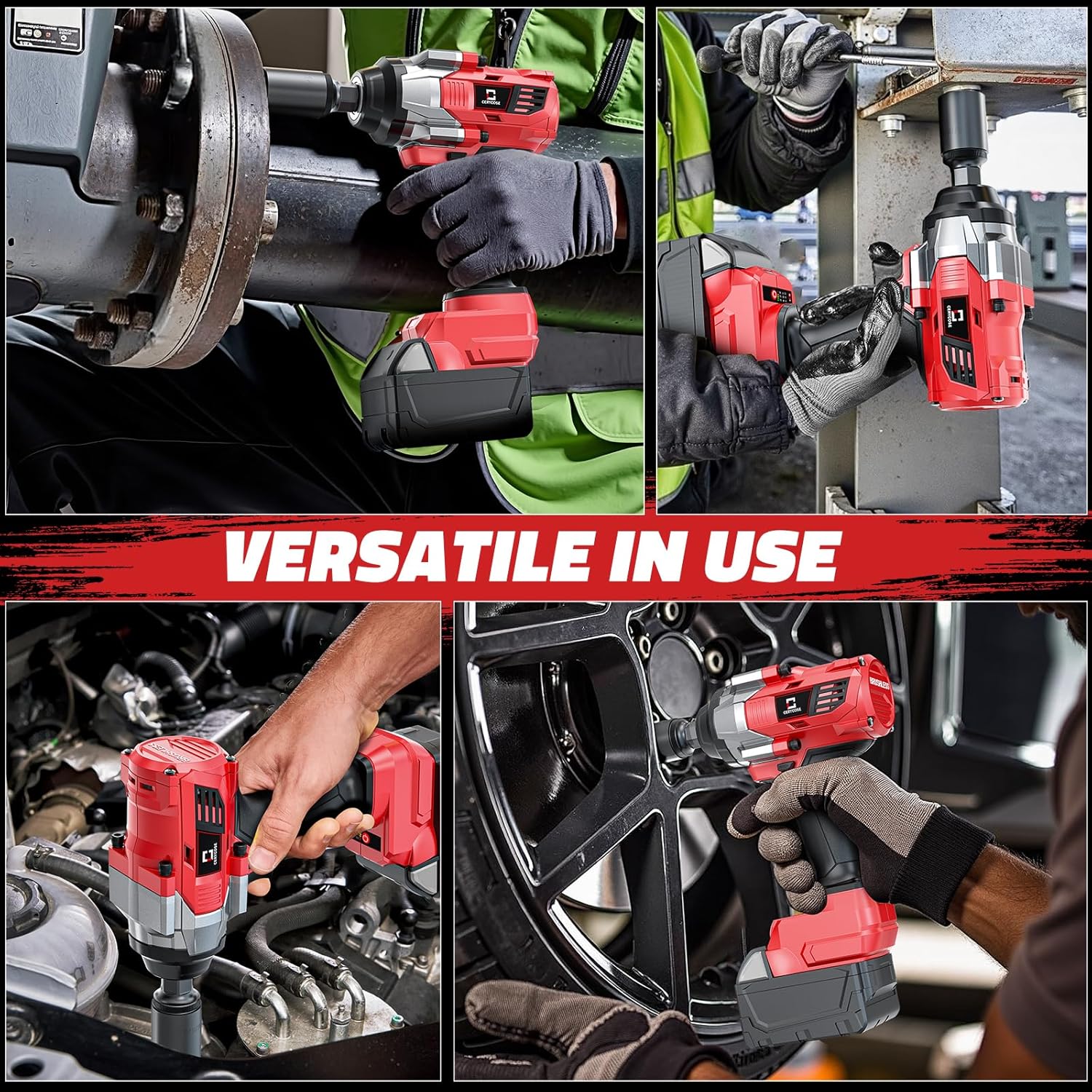 Cordless 1/2" Impact Wrench for Milwaukee 18V Battery, 1000 Ft-lbs High Torque, Brushless, LED Light, Ergonomic Design (Bare Tool)