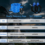 AXSIPEIX 7/8" x 30ft Kinetic Recovery Rope (31,700lbs) with 2 Soft Shackles, Heavy Duty Offroad Tow Kit for UTV, ATV, Truck, Car - Dark Blue