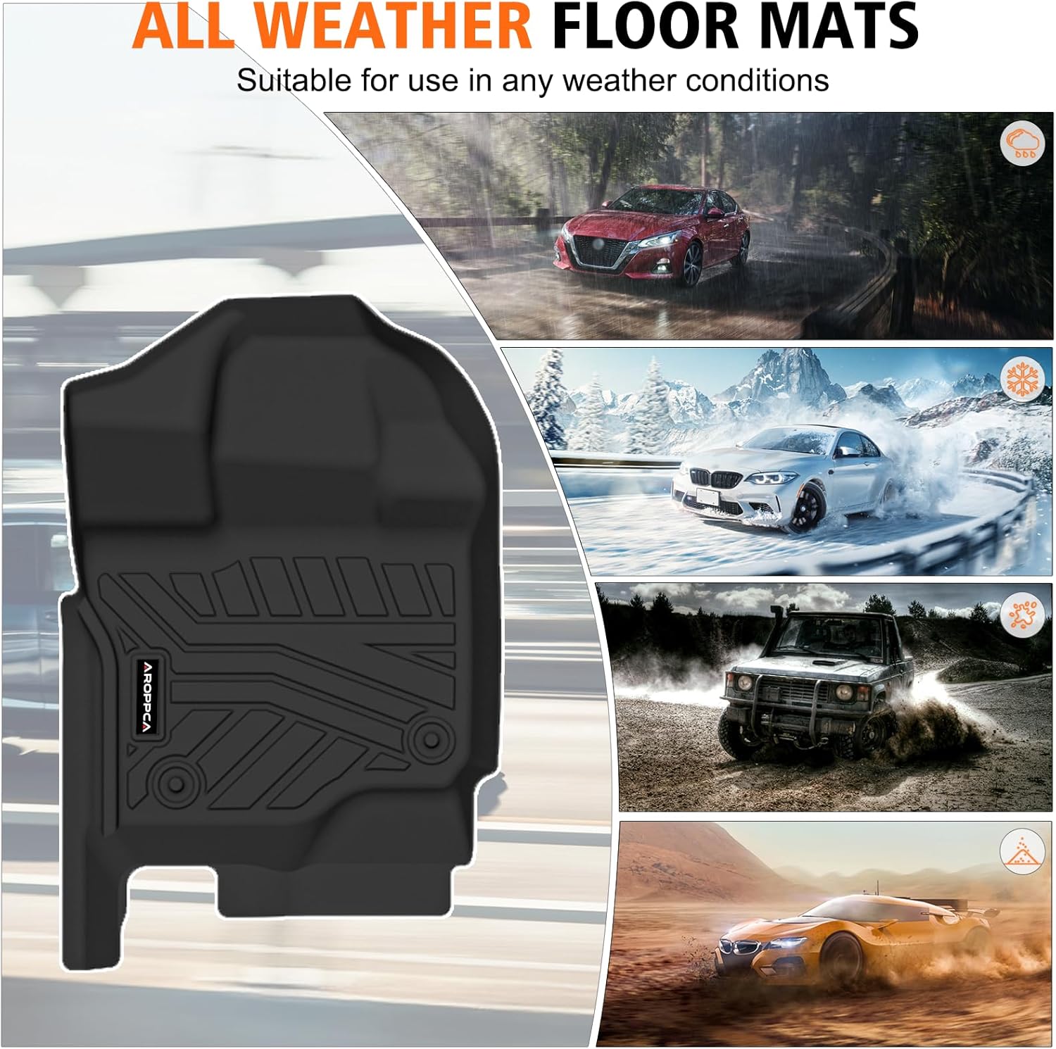 All-Weather TPE Floor Mats for 2015-2025 Ford F-150 SuperCrew Cab (Incl. 22-24 Lightning), Anti-Slip Full Set Liners