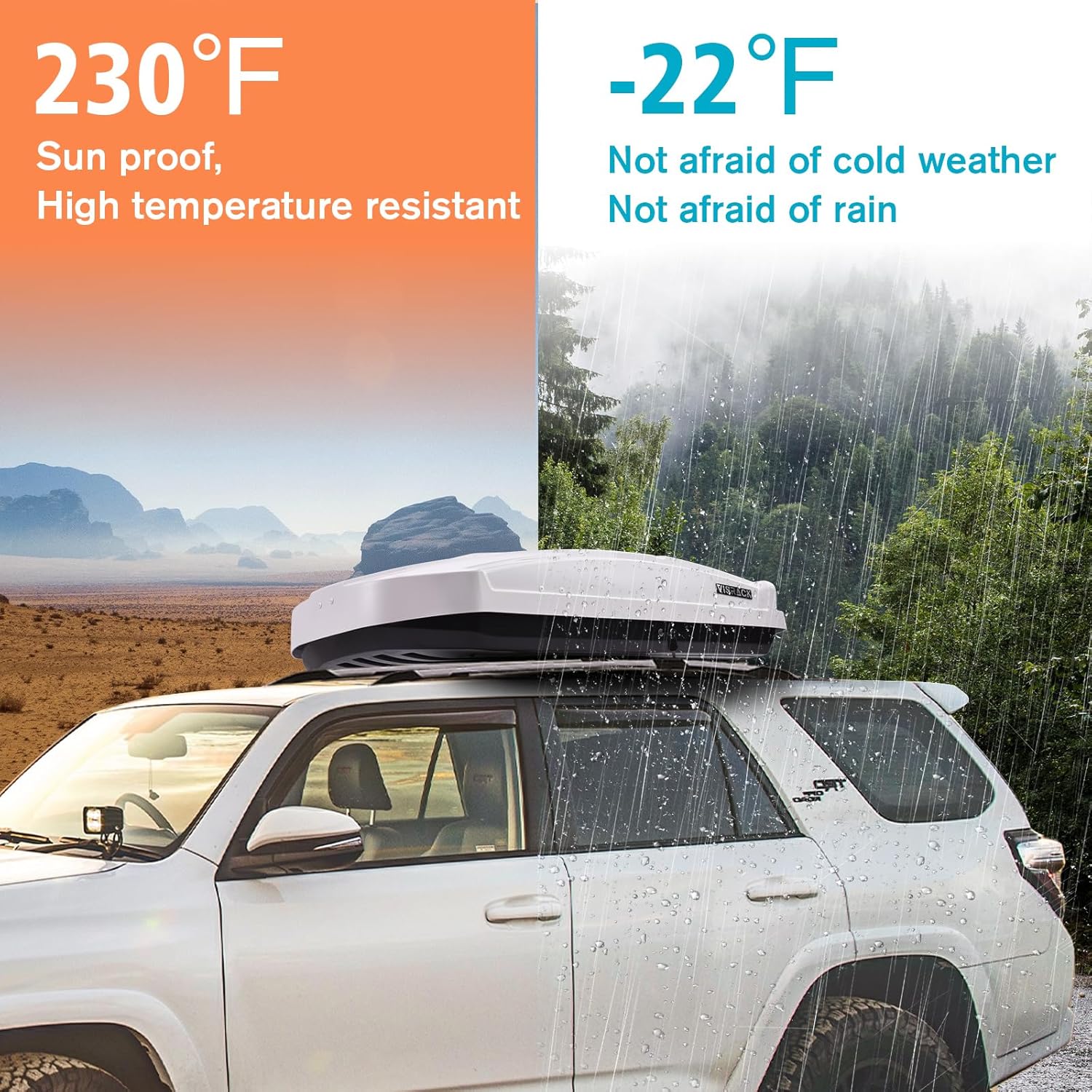 15.5 Cu. Ft. White Waterproof Hard Shell Rooftop Cargo Box with Dual-Sided Access, Security Lock, Tool-Free Install, 130 lbs Capacity for Vehicles with Racks