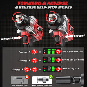 Cordless 1/2" Impact Wrench for Milwaukee 18V Battery, 1000 Ft-lbs High Torque, Brushless, LED Light, Ergonomic Design (Bare Tool)