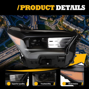 LED Passenger-Side Headlight Assembly for 2024-2025 Toyota Tacoma TRD Sport/Off-Road/Pro, Trailhunter, SR, SR5, Limited, Black Housing, Dustproof, Direct Replacement (81110-AK010)(Right)