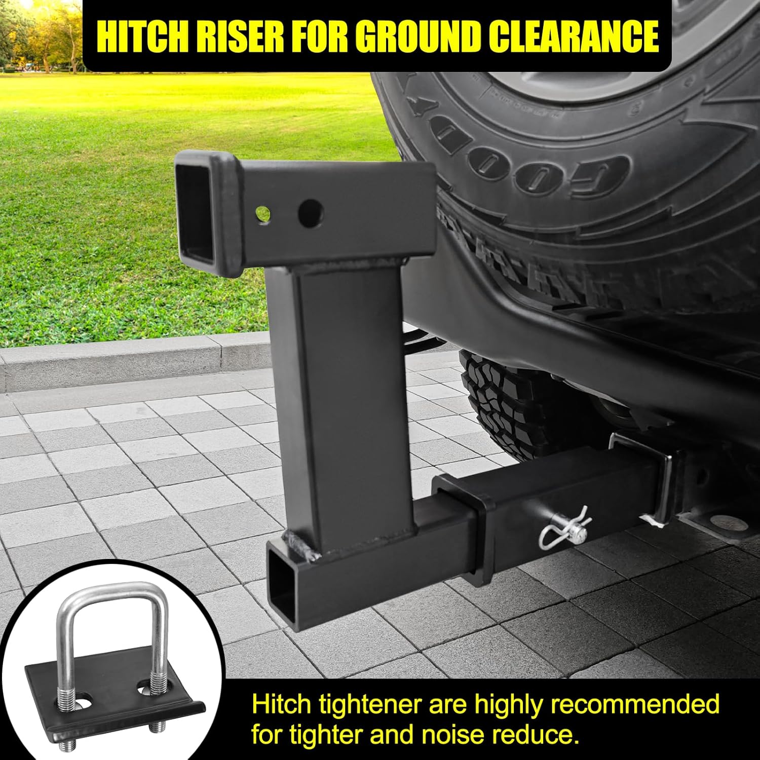 10" Drop/Rise Trailer Hitch Extender, 8"/10" Adjustable Length, 2" Shank, 7500lbs Capacity, Matte Black