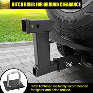 10" Drop/Rise Trailer Hitch Extender, 8"/10" Adjustable Length, 2" Shank, 7500lbs Capacity, Matte Black