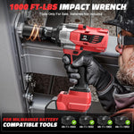 Cordless 1/2" Impact Wrench for Milwaukee 18V Battery, 1000 Ft-lbs High Torque, Brushless, LED Light, Ergonomic Design (Bare Tool)
