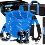 AXSIPEIX 7/8" x 30ft Kinetic Recovery Rope (31,700lbs) with 2 Soft Shackles, Heavy Duty Offroad Tow Kit for UTV, ATV, Truck, Car - Dark Blue