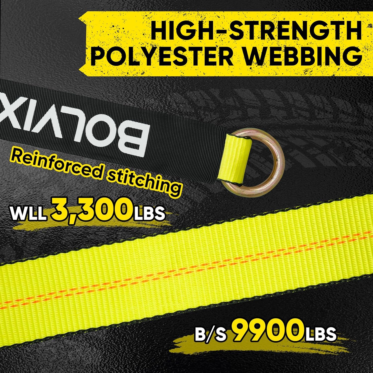 4-Pack 2" x 96" Car Tie Down Straps, 9900LBS Break Strength, Heavy Duty Ratchet Straps with Chain Anchors for UTV, SUV, Truck, Yellow
