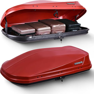 16 Cu. Ft. Red ABS+PC Roof Cargo Box with Dual-Sided Opening, 130 lbs Capacity, Aerodynamic Design for Vehicles with Racks