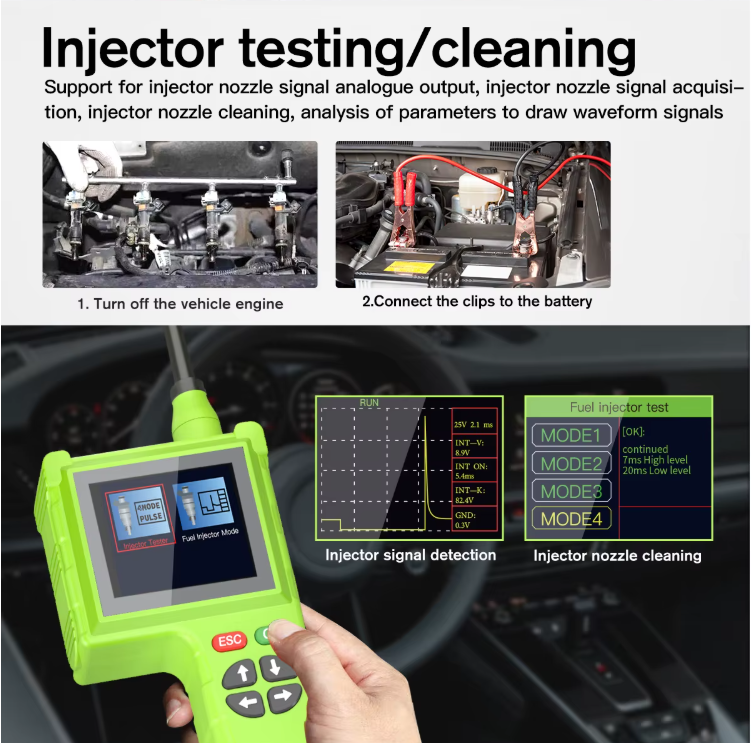 2023 Smart Hook P200 Pro Circuit Tester - 9-48V Intelligent Diagnostic Tool with LCD, Oscilloscope, Injector Testing